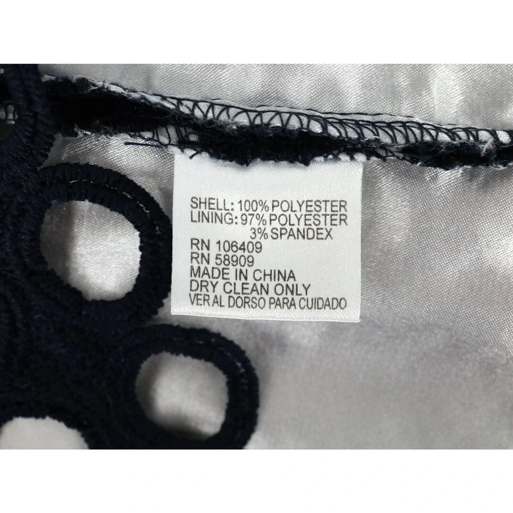 Catherine Malandrino Dress Womens 4 Navy Blue White Lining Shift Office Career - Picture 9 of 12